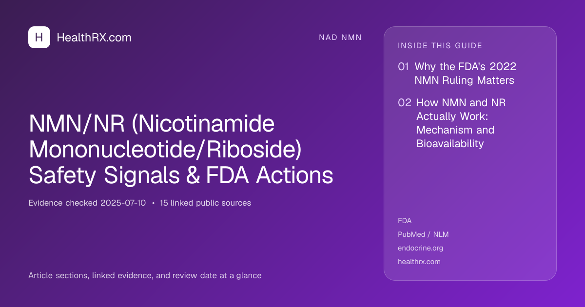 Evidence overview for NMN/NR (Nicotinamide Mononucleotide/Riboside) Safety Signals & FDA Actions
