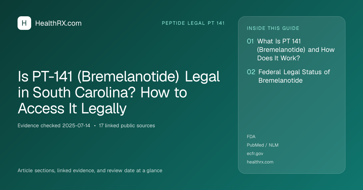 Evidence overview for Is PT-141 (Bremelanotide) Legal in South Carolina? How to Access It Legally