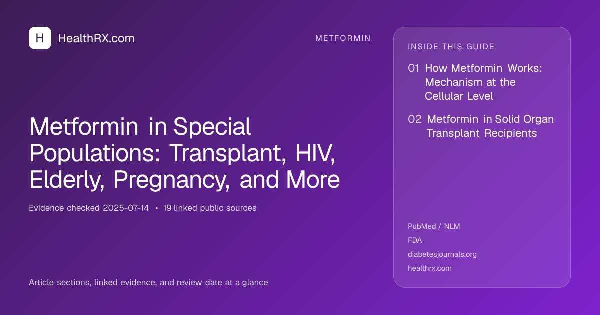 Evidence overview for Metformin in Special Populations: Transplant, HIV, Elderly, Pregnancy, and More