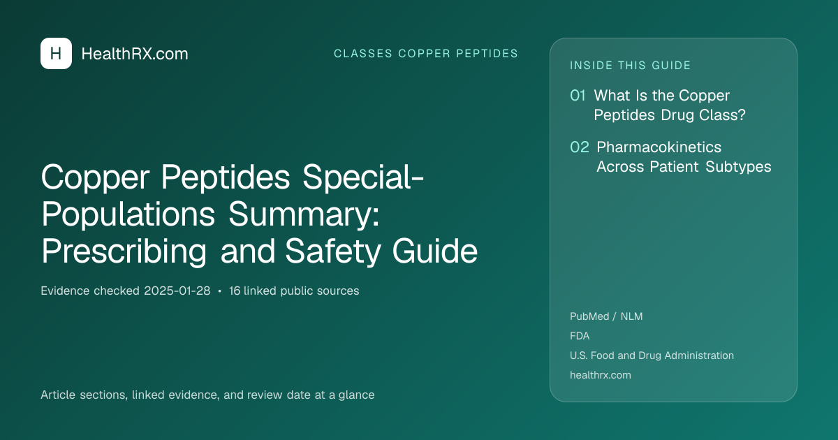 Evidence overview for Copper Peptides Special-Populations Summary: Prescribing and Safety Guide