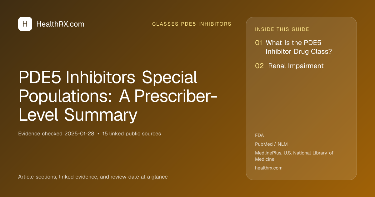 Evidence overview for classes pde5 inhibitors: PDE5 Inhibitors Special Populations: A Prescriber-Level Summary