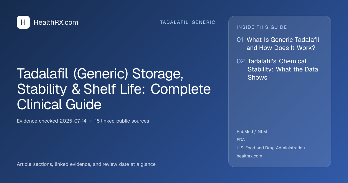 Evidence overview for tadalafil generic: Tadalafil (Generic) Storage, Stability & Shelf Life: Complete Clinical Guide