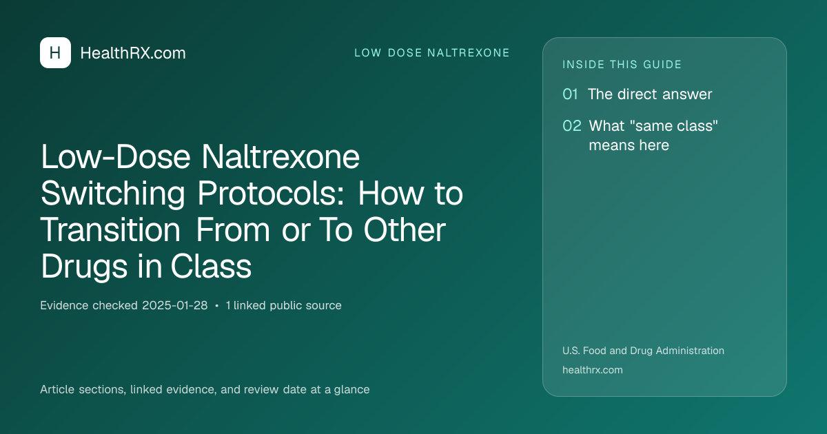 Evidence overview for low dose naltrexone: Low-Dose Naltrexone Switching Protocols: How to Transition From or To Other Drugs in Class