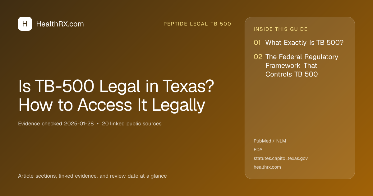 Evidence overview for Is TB-500 Legal in Texas? How to Access It Legally