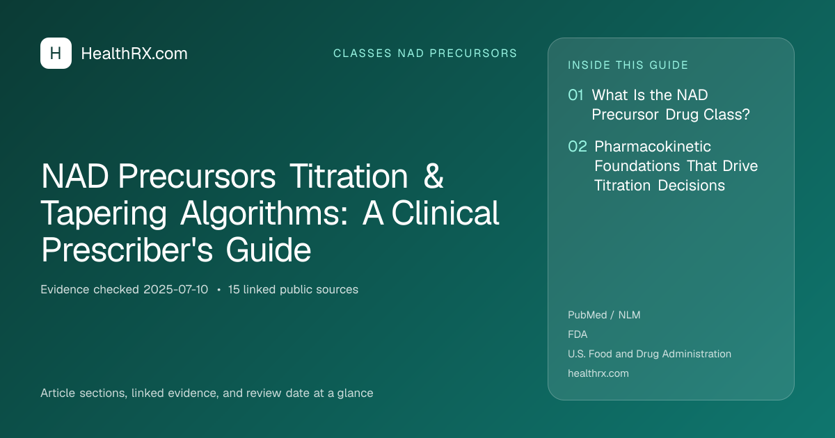 Evidence overview for classes nad precursors: NAD Precursors Titration & Tapering Algorithms: A Clinical Prescriber's Guide