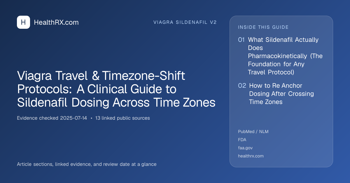 Evidence overview for viagra sildenafil v2: Viagra Travel & Timezone-Shift Protocols: A Clinical Guide to Sildenafil Dosing Across Time Zones