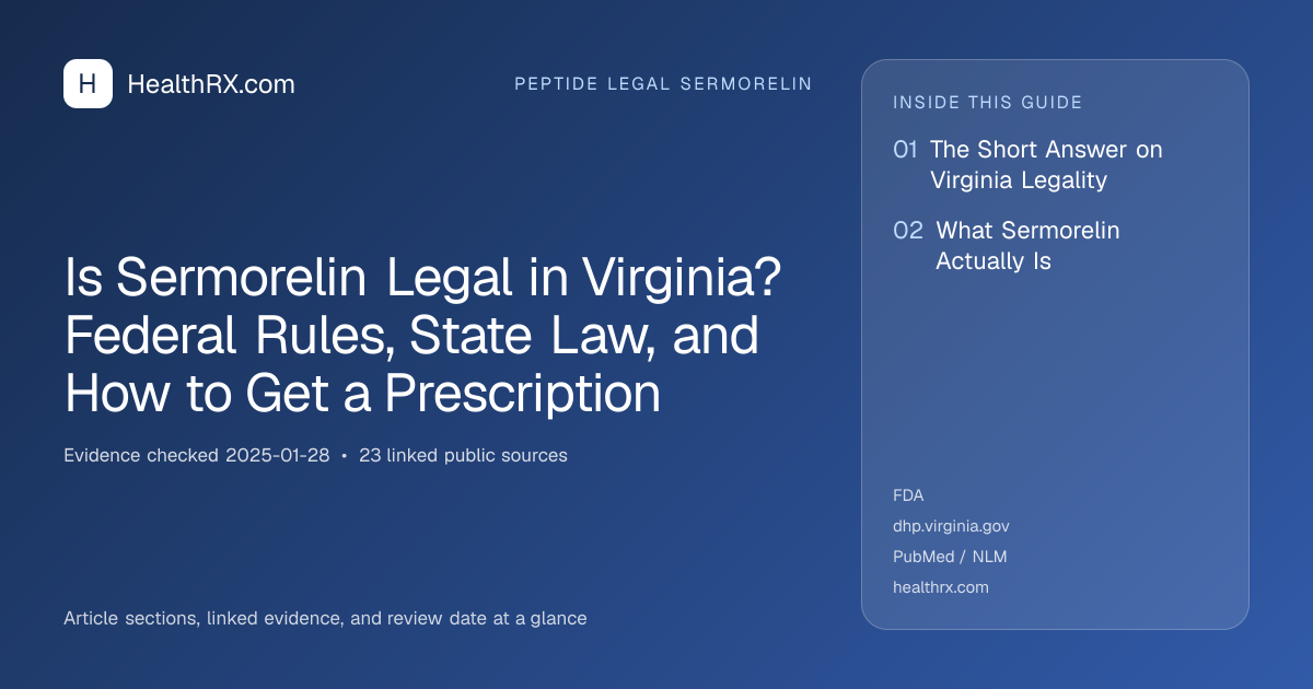 Evidence overview for Is Sermorelin Legal in Virginia? Federal Rules, State Law, and How to Get a Prescription