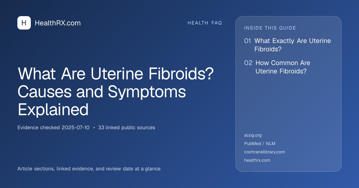 Evidence overview for health faq: What Are Uterine Fibroids? Causes and Symptoms Explained