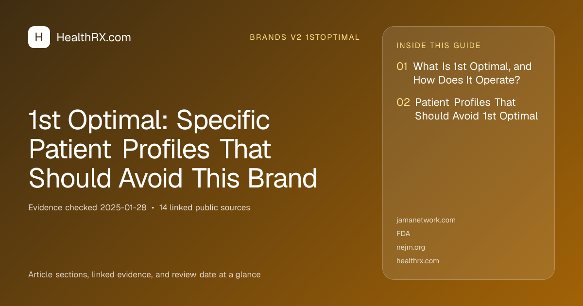 Evidence overview for 1st Optimal: Specific Patient Profiles That Should Avoid This Brand