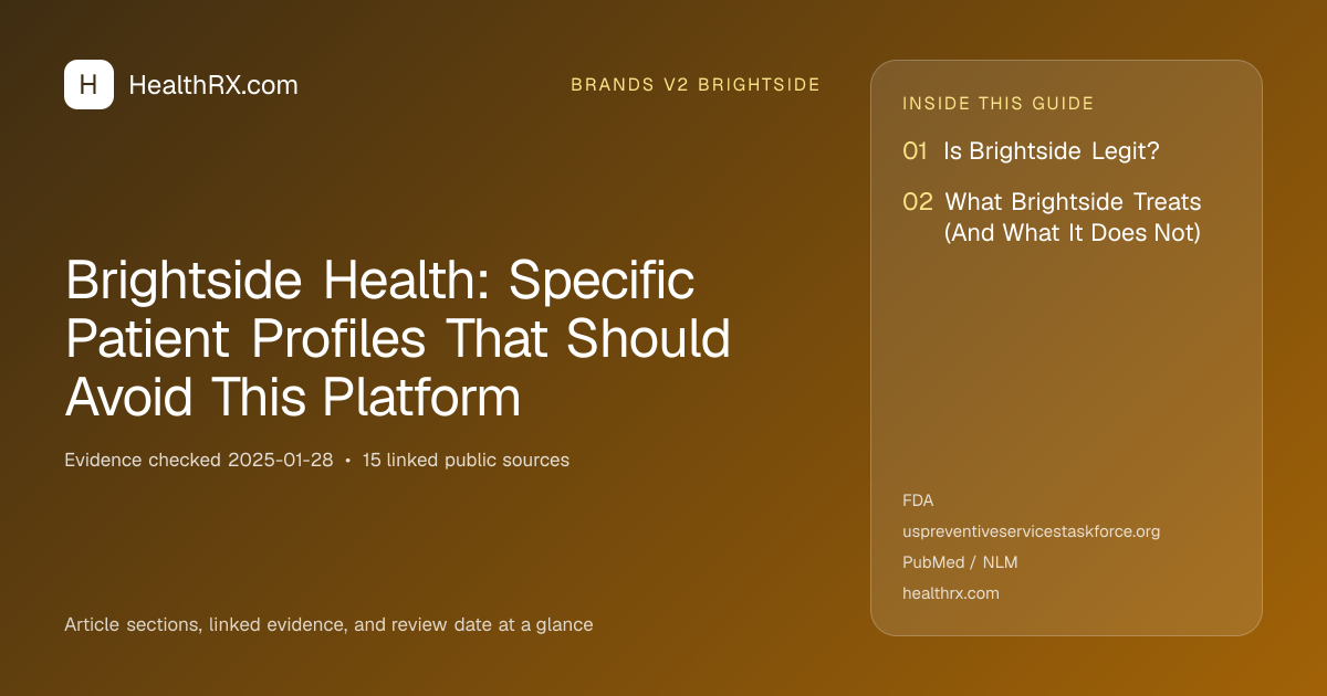 Evidence overview for brands v2 brightside: Brightside Health: Specific Patient Profiles That Should Avoid This Platform