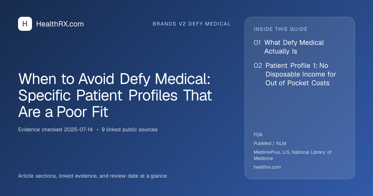Evidence overview for When to Avoid Defy Medical: Specific Patient Profiles That Are a Poor Fit