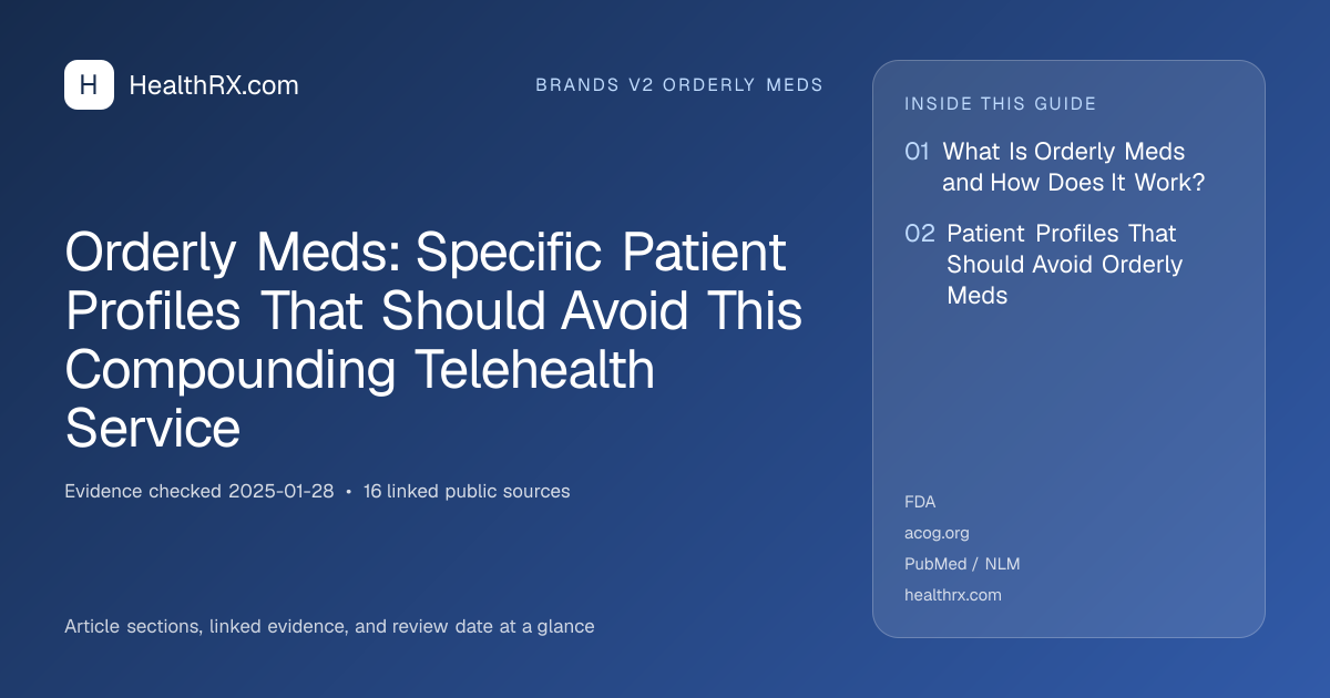 Evidence overview for Orderly Meds: Specific Patient Profiles That Should Avoid This Compounding Telehealth Service