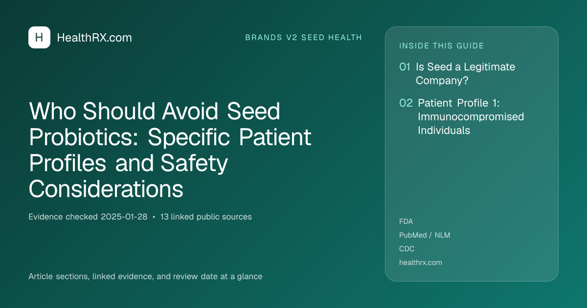 Evidence overview for Who Should Avoid Seed Probiotics: Specific Patient Profiles and Safety Considerations
