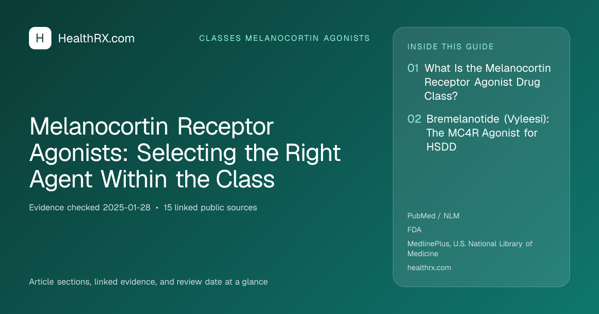 Evidence overview for classes melanocortin agonists: Melanocortin Receptor Agonists: Selecting the Right Agent Within the Class