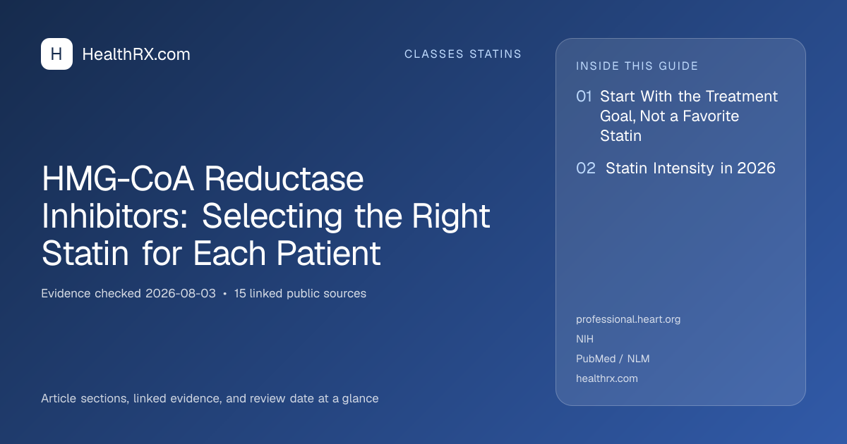 Evidence overview for classes statins: HMG-CoA Reductase Inhibitors: Selecting the Right Statin for Each Patient