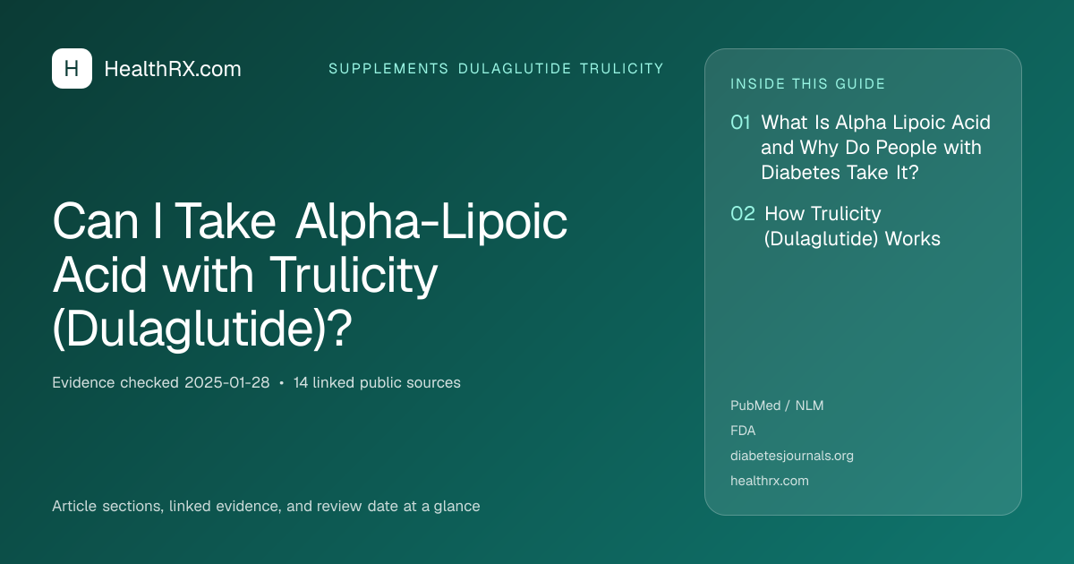 Evidence overview for Can I Take Alpha-Lipoic Acid with Trulicity (Dulaglutide)?