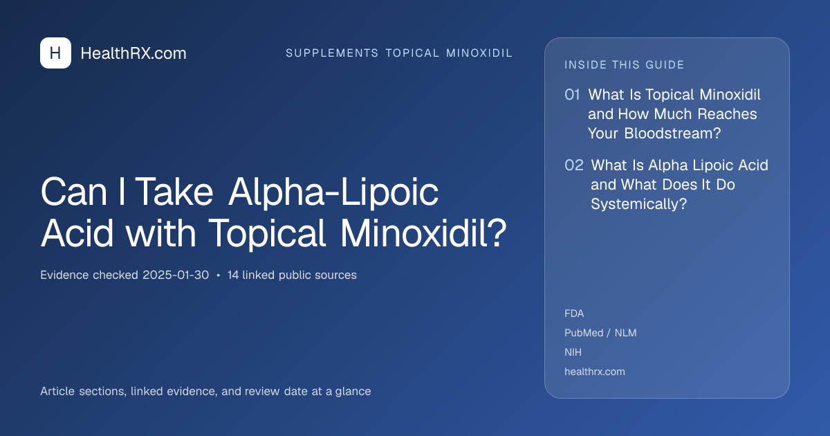 Evidence overview for supplements topical minoxidil: Can I Take Alpha-Lipoic Acid with Topical Minoxidil?
