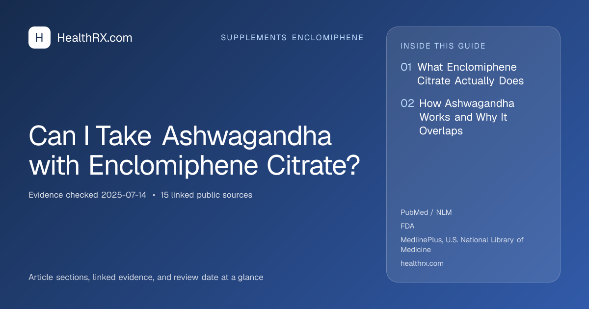 Evidence overview for supplements enclomiphene: Can I Take Ashwagandha with Enclomiphene Citrate?