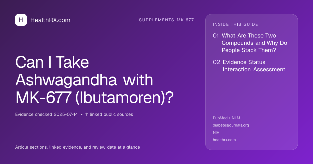 Evidence overview for supplements mk 677: Can I Take Ashwagandha with MK-677 (Ibutamoren)?