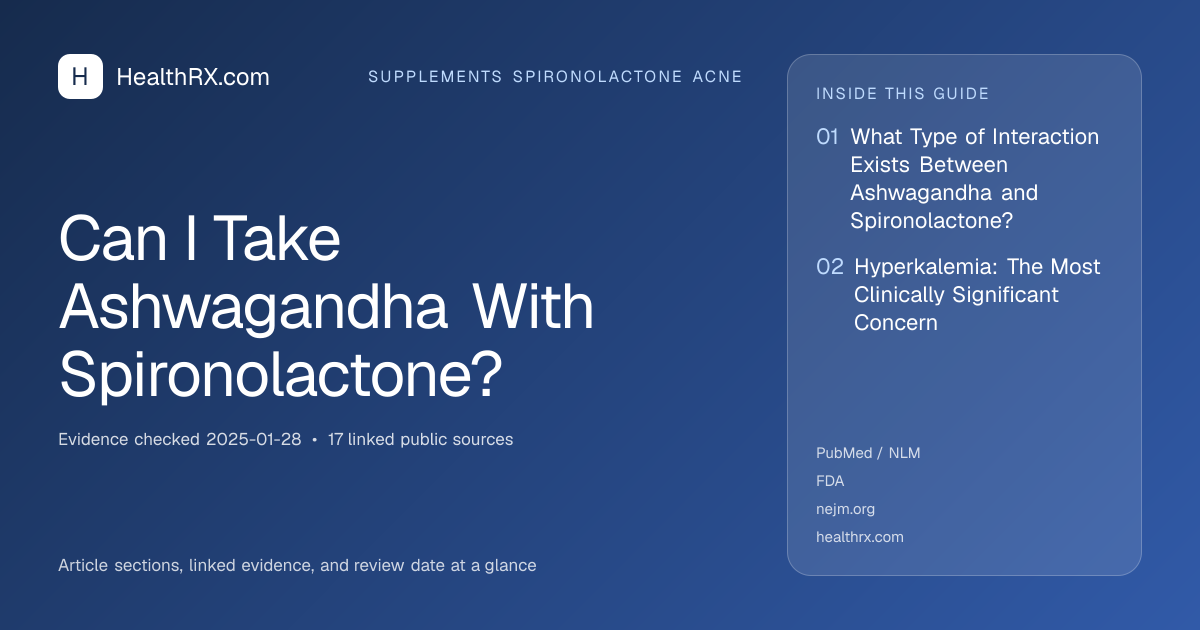 Evidence overview for supplements spironolactone acne: Can I Take Ashwagandha With Spironolactone?