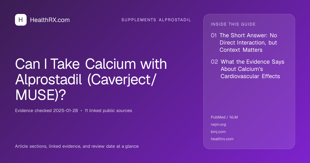 Evidence overview for supplements alprostadil: Can I Take Calcium with Alprostadil (Caverject/MUSE)?