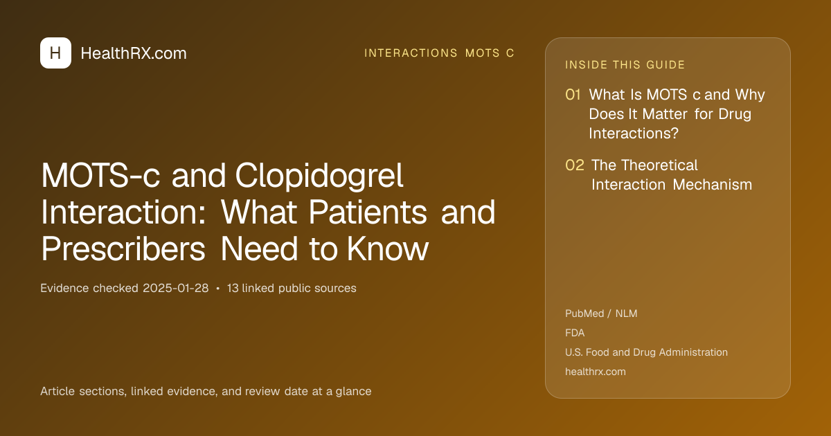 Evidence overview for MOTS-c and Clopidogrel Interaction: What Patients and Prescribers Need to Know