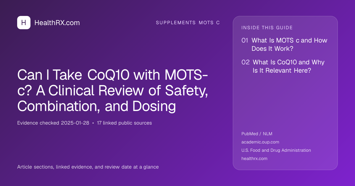Evidence overview for Can I Take CoQ10 with MOTS-c? A Clinical Review of Safety, Combination, and Dosing