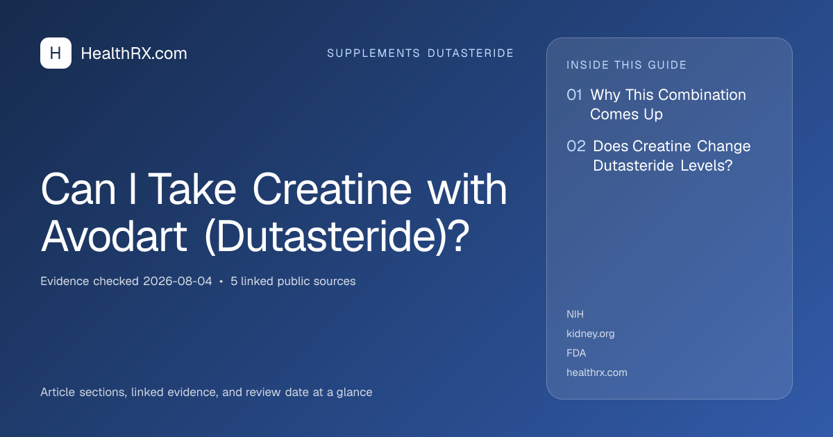 Evidence overview for Can I Take Creatine with Avodart (Dutasteride)?