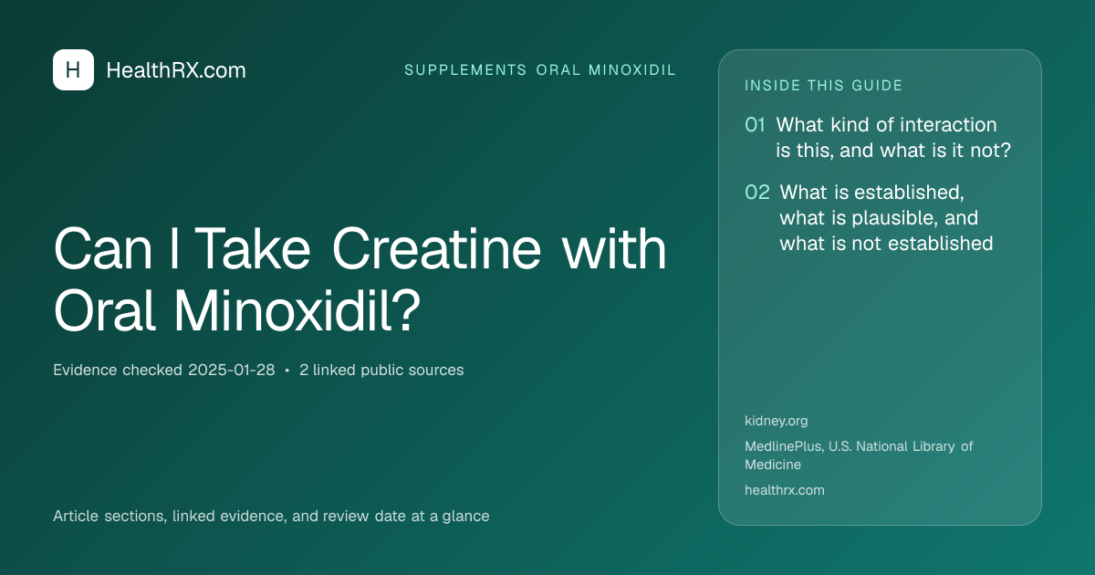 Evidence overview for Can I Take Creatine with Oral Minoxidil?