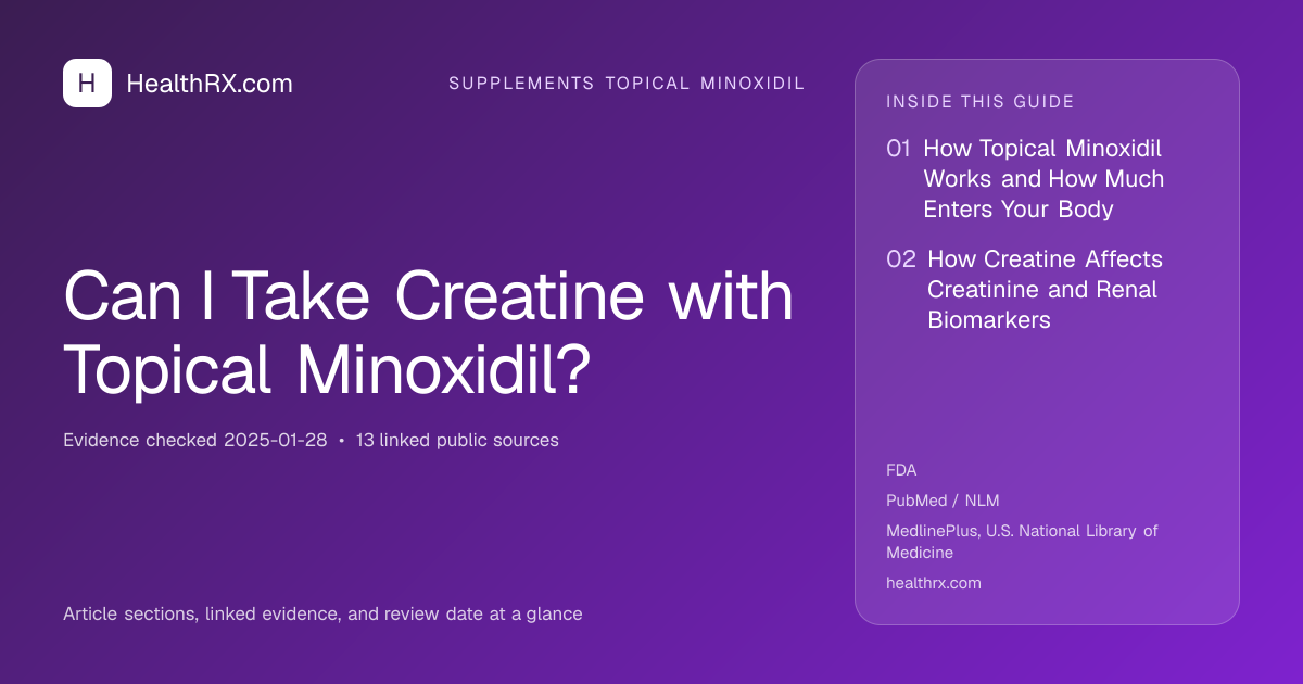 Evidence overview for supplements topical minoxidil: Can I Take Creatine with Topical Minoxidil?