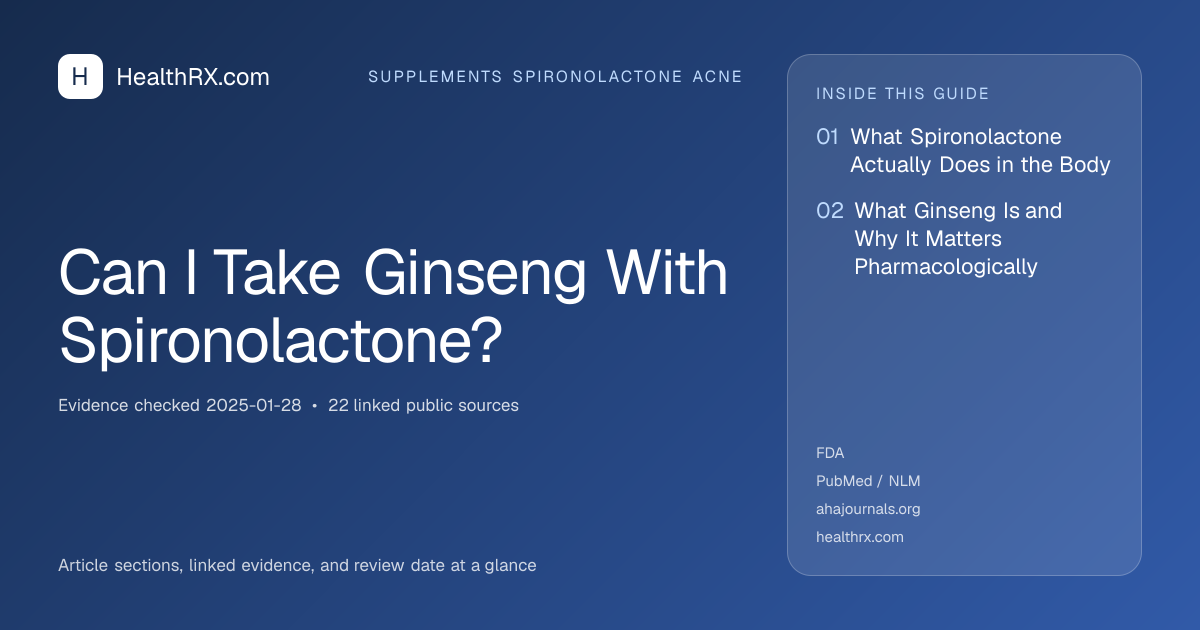 Evidence overview for supplements spironolactone acne: Can I Take Ginseng With Spironolactone?