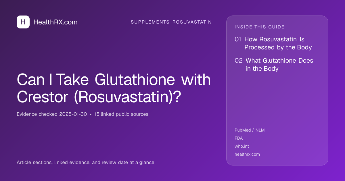 Evidence overview for supplements rosuvastatin: Can I Take Glutathione with Crestor (Rosuvastatin)?