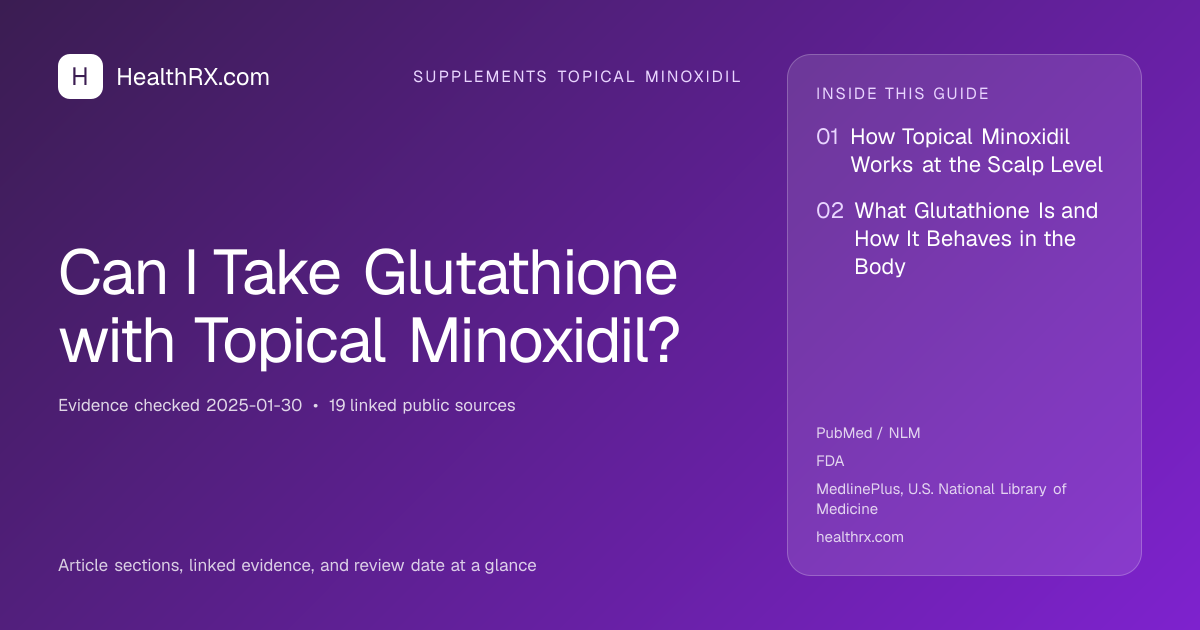 Evidence overview for supplements topical minoxidil: Can I Take Glutathione with Topical Minoxidil?