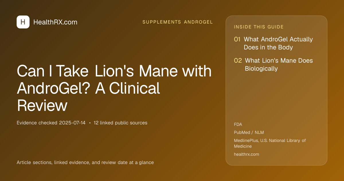Evidence overview for Can I Take Lion's Mane with AndroGel? A Clinical Review