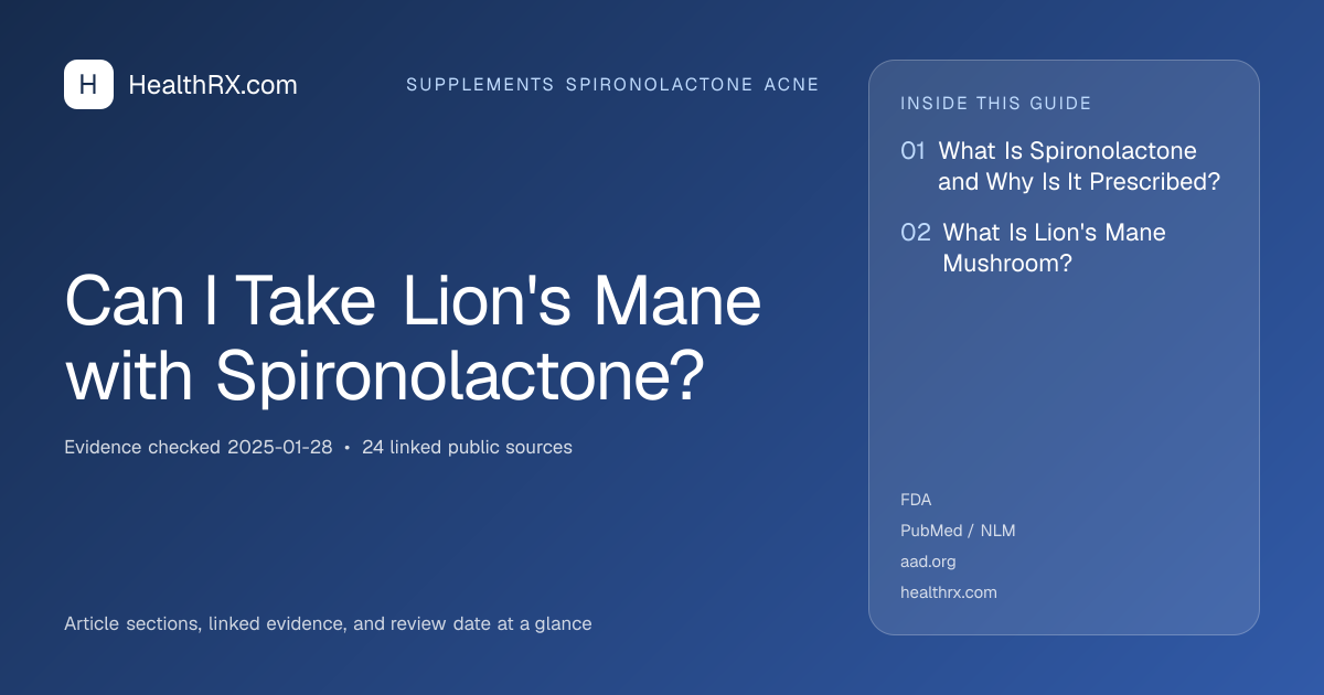 Evidence overview for supplements spironolactone acne: Can I Take Lion's Mane with Spironolactone?