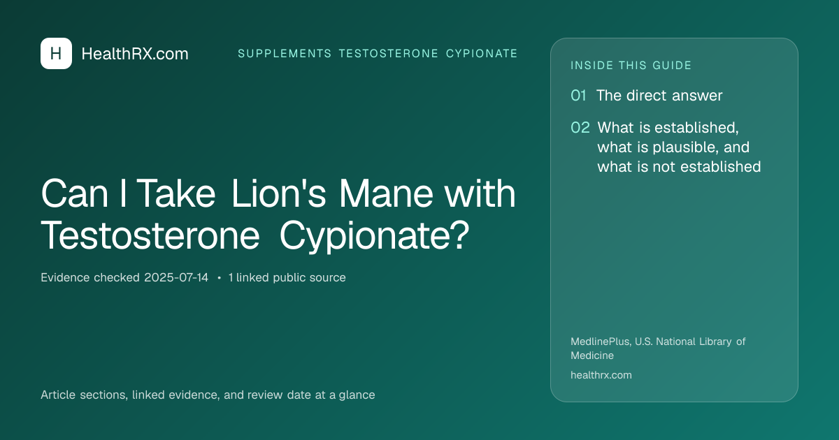 Evidence overview for Can I Take Lion's Mane with Testosterone Cypionate?