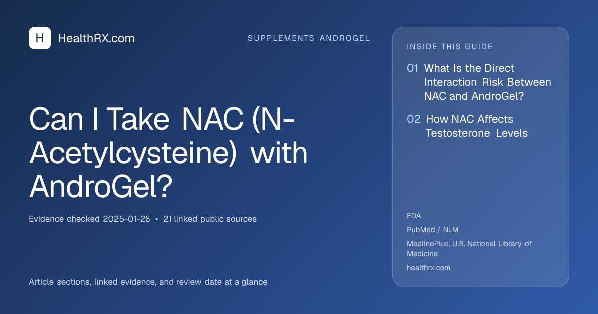 Evidence overview for Can I Take NAC (N-Acetylcysteine) with AndroGel?