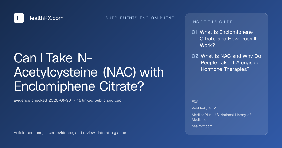 Evidence overview for Can I Take N-Acetylcysteine (NAC) with Enclomiphene Citrate?