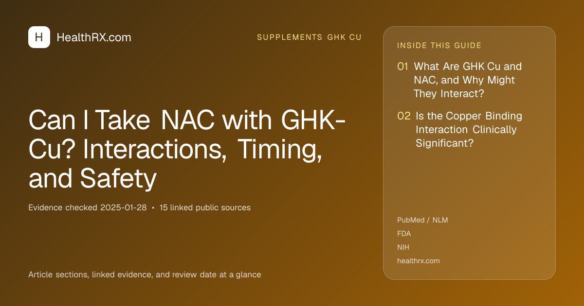 Evidence overview for Can I Take NAC with GHK-Cu? Interactions, Timing, and Safety