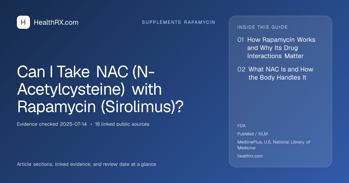 Evidence overview for Can I Take NAC (N-Acetylcysteine) with Rapamycin (Sirolimus)?