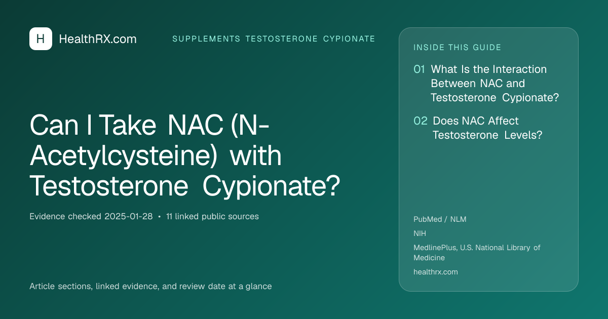 Evidence overview for Can I Take NAC (N-Acetylcysteine) with Testosterone Cypionate?