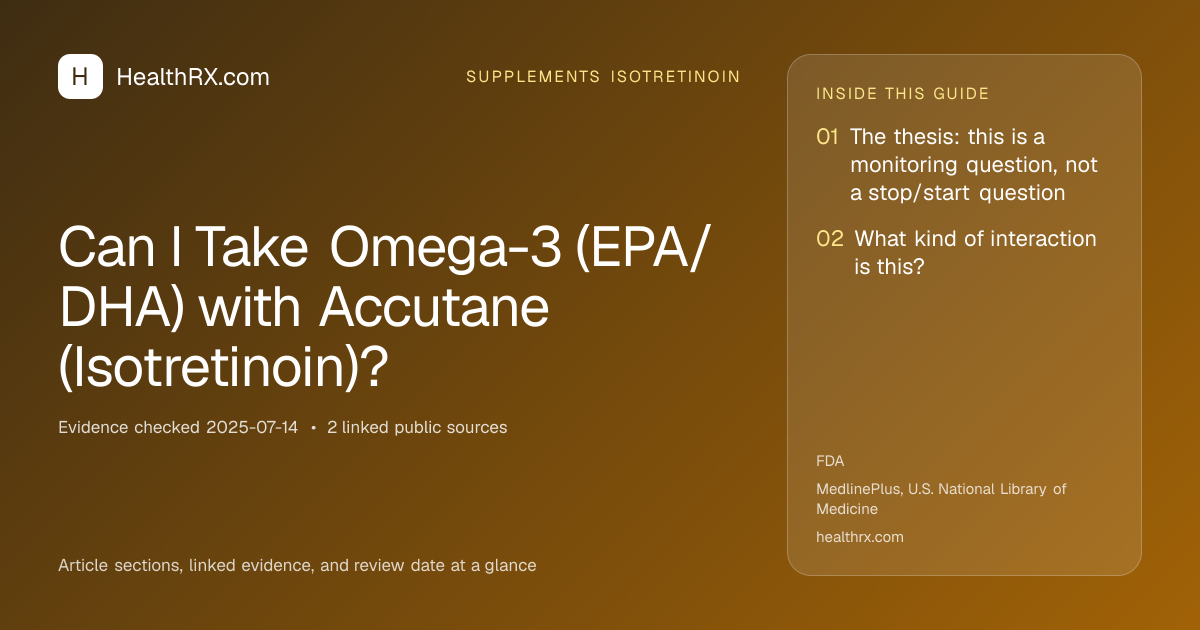 Evidence overview for Can I Take Omega-3 (EPA/DHA) with Accutane (Isotretinoin)?