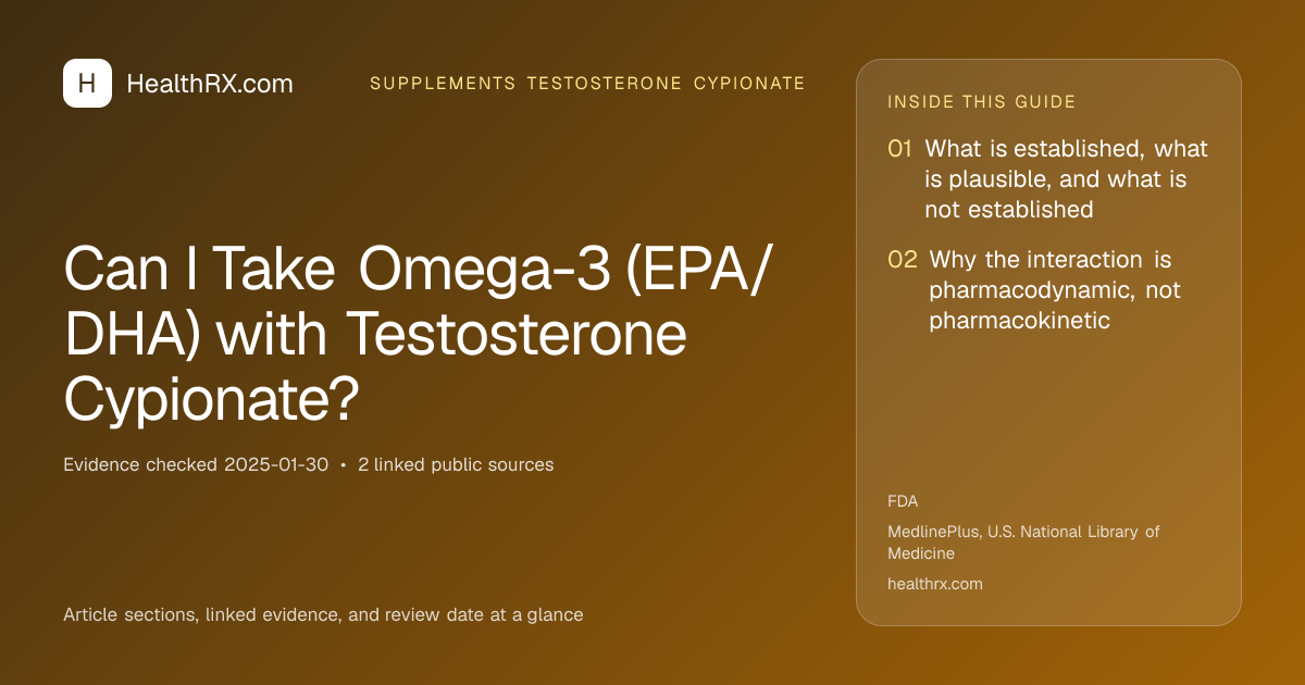 Evidence overview for Can I Take Omega-3 (EPA/DHA) with Testosterone Cypionate?