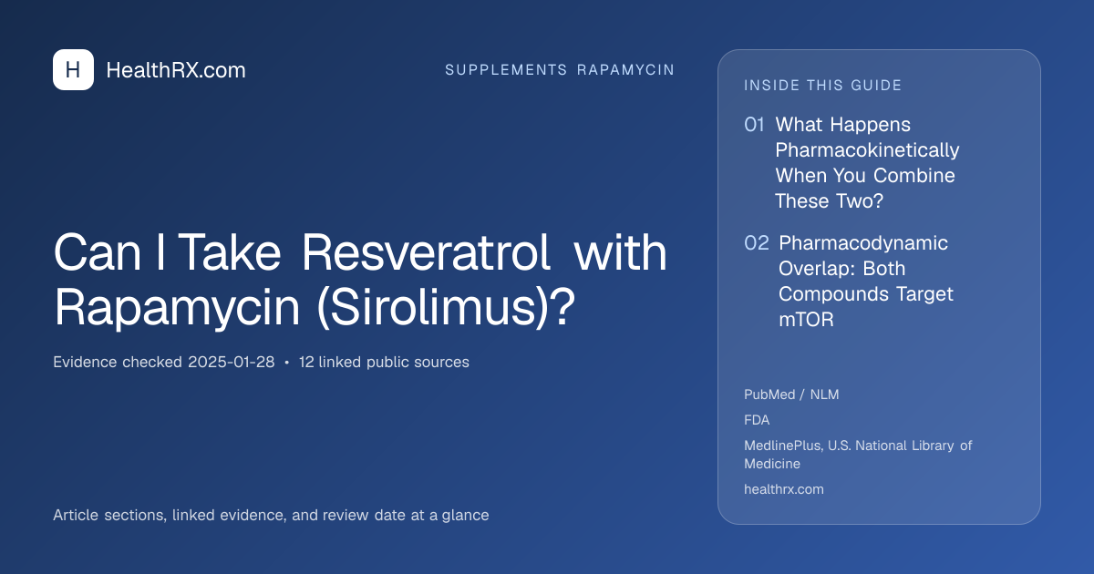 Evidence overview for supplements rapamycin: Can I Take Resveratrol with Rapamycin (Sirolimus)?