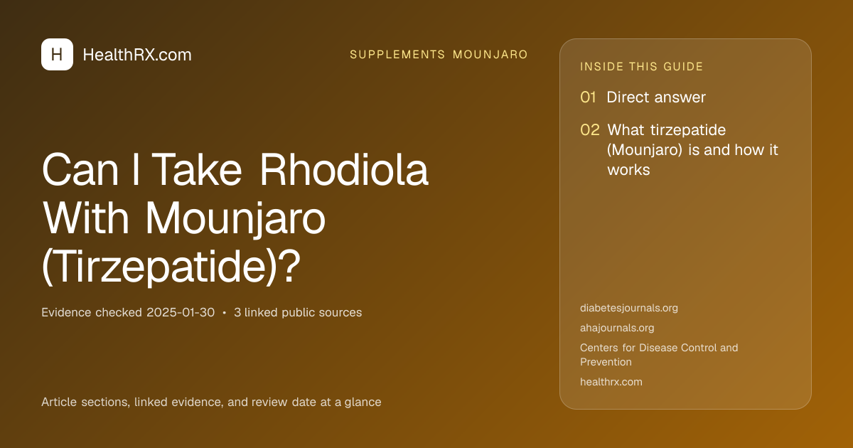 Evidence overview for Can I Take Rhodiola With Mounjaro (Tirzepatide)?