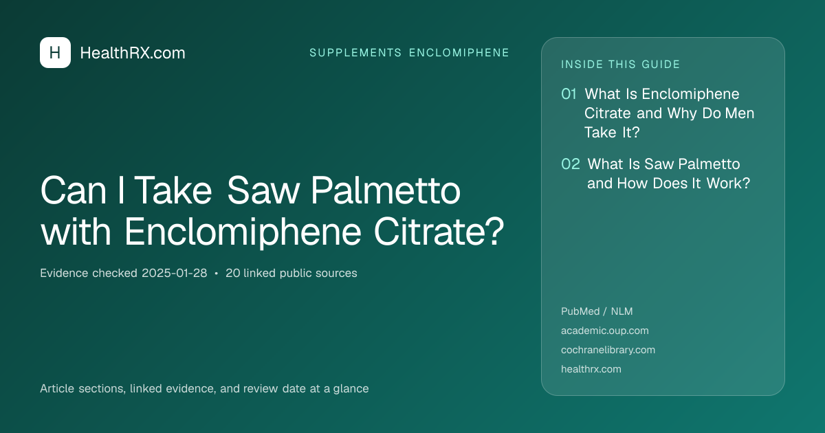 Evidence overview for Can I Take Saw Palmetto with Enclomiphene Citrate?