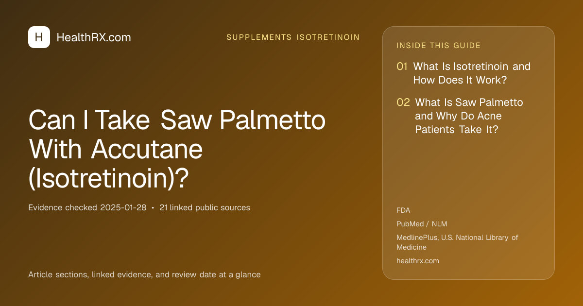 Evidence overview for supplements isotretinoin: Can I Take Saw Palmetto With Accutane (Isotretinoin)?