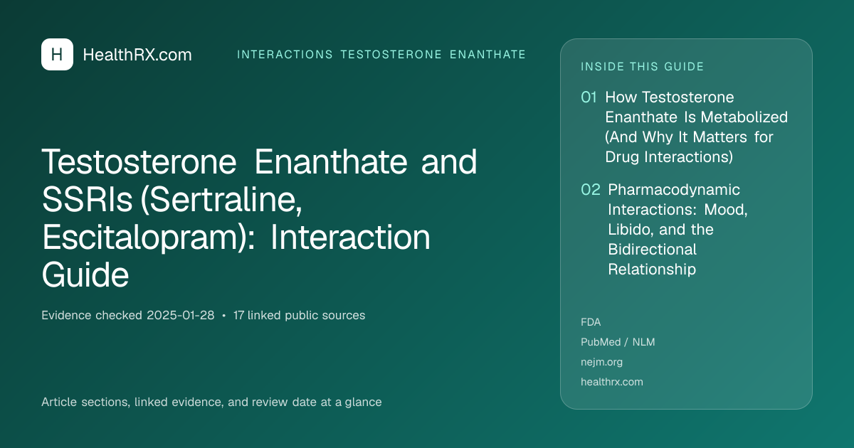 Evidence overview for Testosterone Enanthate and SSRIs (Sertraline, Escitalopram): Interaction Guide