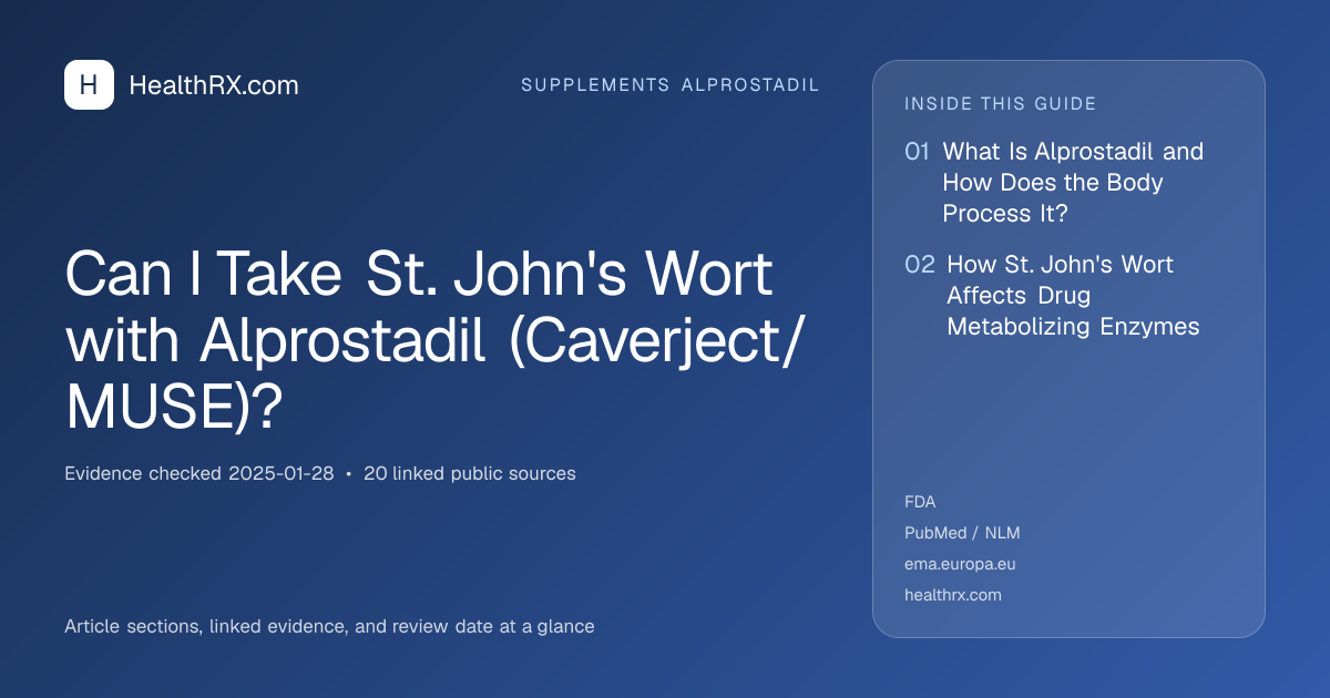 Evidence overview for supplements alprostadil: Can I Take St. John's Wort with Alprostadil (Caverject/MUSE)?