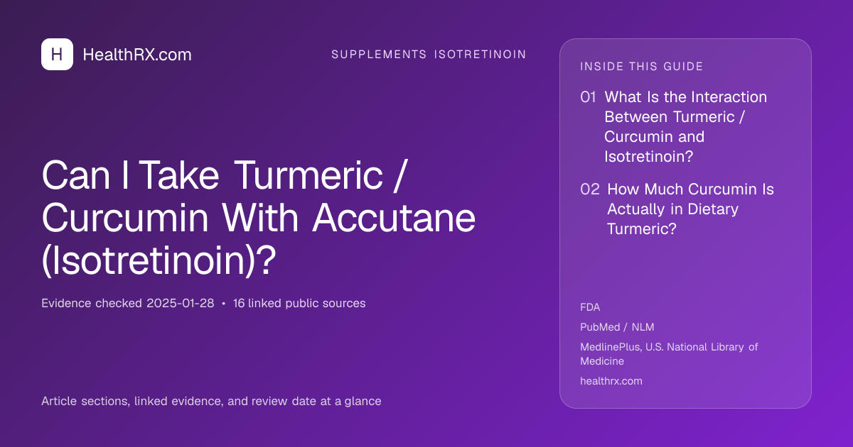Evidence overview for supplements isotretinoin: Can I Take Turmeric / Curcumin With Accutane (Isotretinoin)?